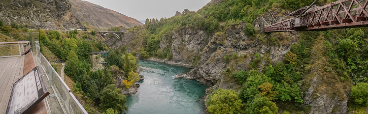 Panoramic View Of The Kawarau River Flowing Through The Kawarau