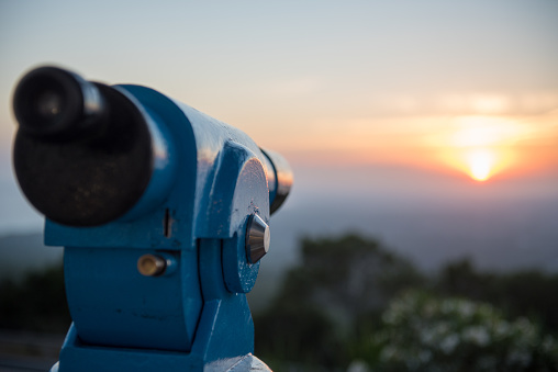 The telescope at sunset in the island of Formentera, Balearic Islands, Spain.