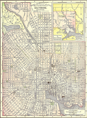 A vertical shot of the vintage 1891 map of Brooklyn