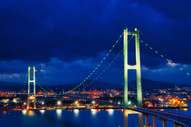 istock Huge Bridge in Ulsan, South Korea at night with lights 1440781795