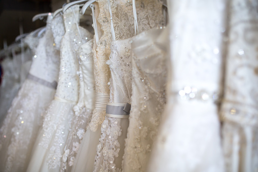Photograph of details of wedding dress