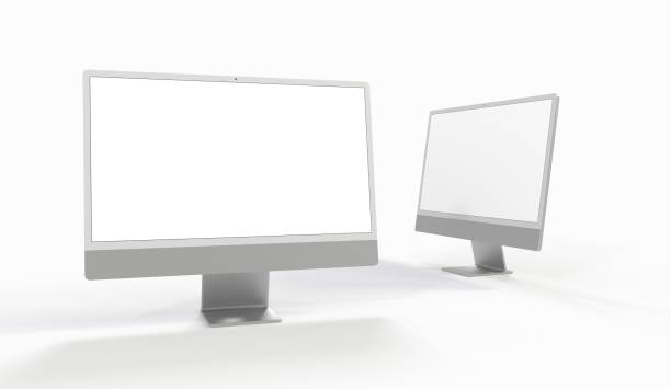 istock 3D rendering of a computer display mock-up with a blank white screen on a white background 1440784202