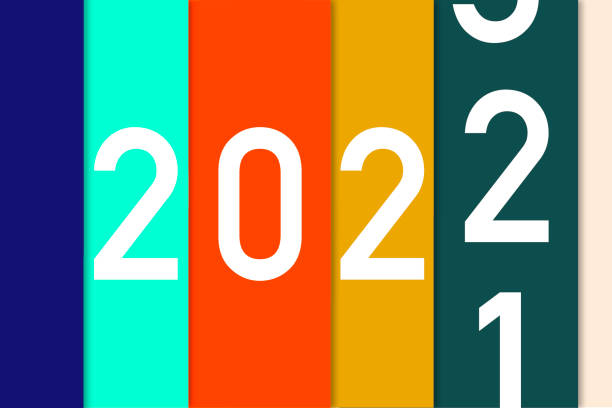 New Year turning colorful digital clock
