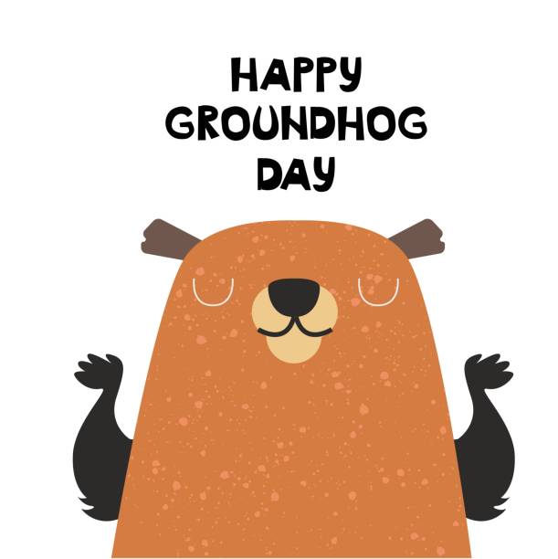 happy groundhog day. trendy abstract art templates with groundhog, snow, dots. set of flat backgrounds for social media, stories, banners, invitation cards, poster, greeting card, header for website - groundhog day tatil stock illustrations