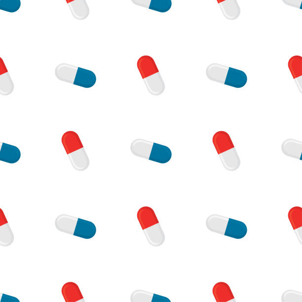 istock Medical drugs, various pills, seamless pattern. Medicines prescribed by doctor. Capsules for treatment of disease. Pharmacy, texture background. 1440793327