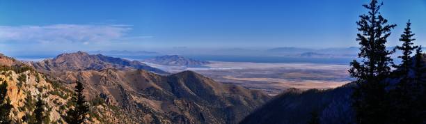 The Great Salt Lake from Deseret Peak views hiking Stansbury Mountains, Rocky Mountains, Utah. United States. The Great Salt Lake from Deseret Peak views hiking Stansbury Mountains, Rocky Mountains, Utah. United States. tooele stock pictures, royalty-free photos & images