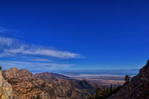 The Great Salt Lake from Deseret Peak views hiking Stansbury Mountains, Rocky Mountains, Utah. United States. The Great Salt Lake from Deseret Peak views hiking Stansbury Mountains, Rocky Mountains, Utah. United States. tooele stock pictures, royalty-free photos & images