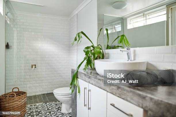 Bathroom Interior Of Contemporary Home Stock Photo - Download Image Now - Bathroom, Bathroom Sink, New