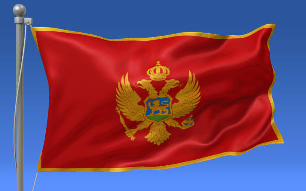 montenegro flag on the flagpole - karadağ bayrağı stok fotoğraflar ve resimler