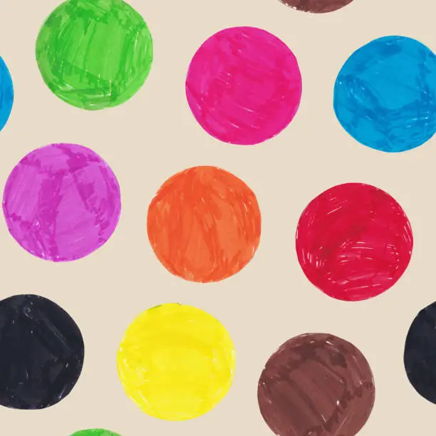 Vector illustration of Marker Painted Circles Vector Illustration Seamless Pattern - Pixel Perfect