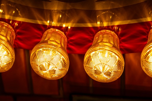 Close up on light bulbs used for decoration