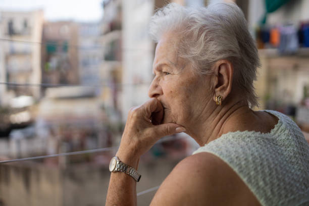istock Sad lonely pensive old senior woman 1440805882