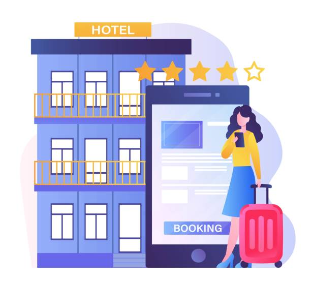 hotelkonzept buchen - people traveling global positioning system travel mobile phone stock-grafiken, -clipart, -cartoons und -symbole