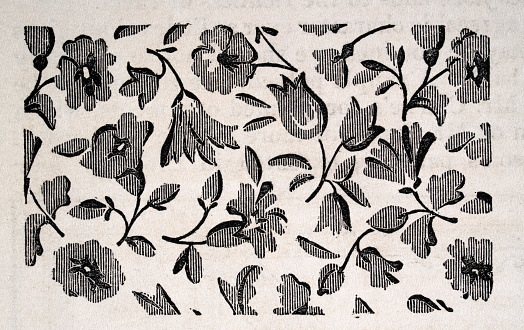 Vintage illustration Flower head, floral repeating pattern, Victorian Decorative arts, 1840s, 19th Century