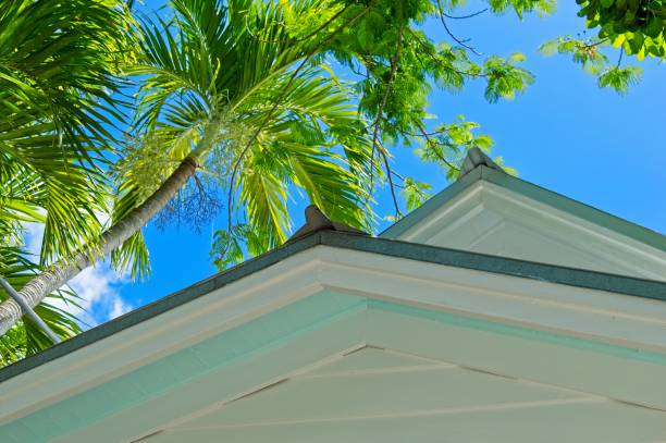 Key West famous panoramic streets and buildings view. South Florida Keys, United states of America
