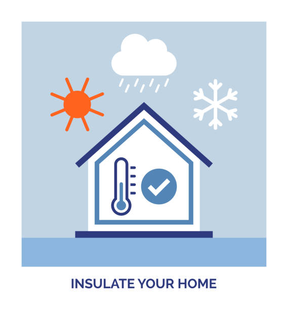 энергоэффективный дом: изоляция дома - climate energy efficiency symbol stock illustrations