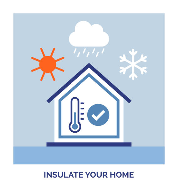 Energy efficient home: home insulation vector art illustration