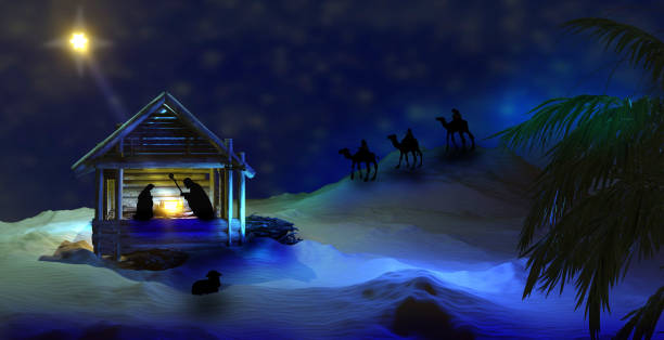 Birth of Jesus in Bethlehem. Christmas background.