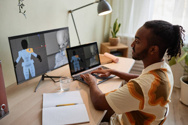 istock Man building digital 3D models at home office 1440817186