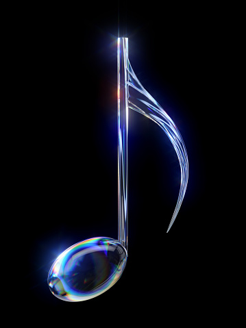 3D Musical note on black background