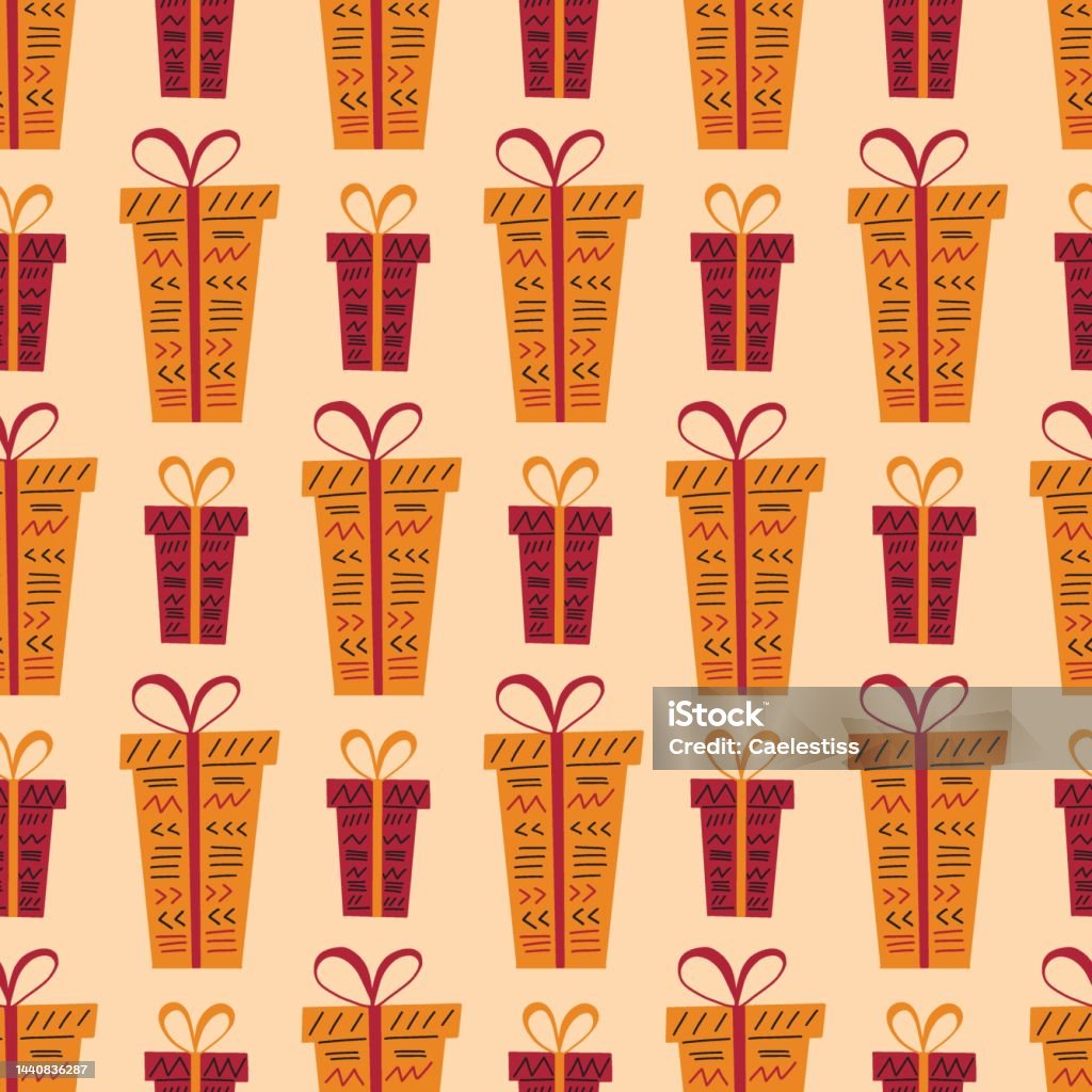 Kwanzaa Seamless Pattern Background In Simple Hand Drawn Style With