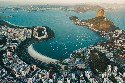 Botafogo Neighborhood Aerial View With the Sugarloaf Mountain View, Rio de Janeiro, Brazil