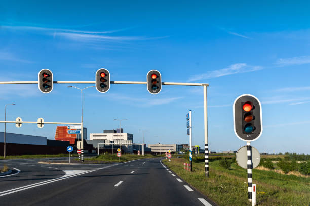 Three very confused traffic lights