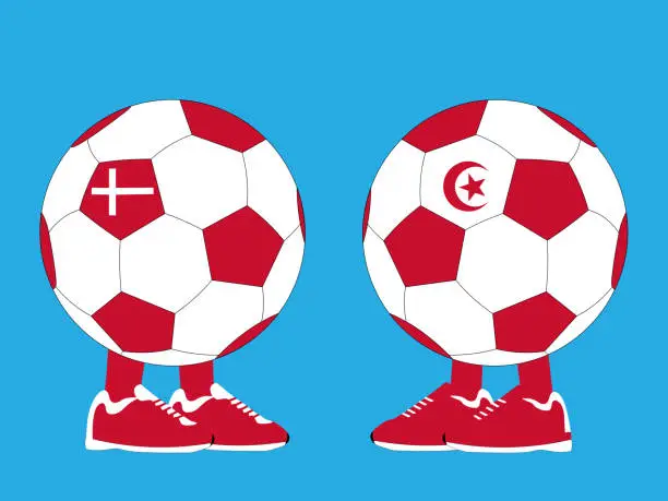 Vector illustration of Denmark vs Tunisia