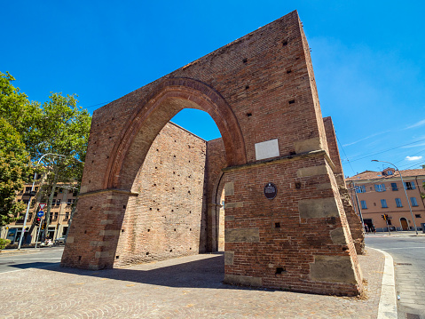 Porta Maggiore, now known as Porta Mazzini, was the main eastern portal of the former medieval walls of the city of Bologna, Italy. It straddles the site in which the Strada Maggiore of Bologna changes name to via Mazzini.