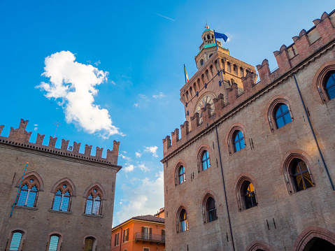 Palazzo d'Accursio (or Palazzo Comunale) is a palace once formulated to house major administrative offices of the city of Bologna, region of Emilia-Romagna, Italy. It is located on the Piazza Maggiore, and is the city's Town Hall.