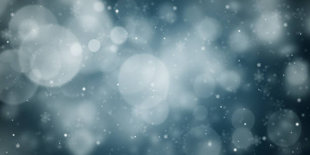 istock Christmas snow. Falling snowflakes on blue background. Snowfall. 1440844092