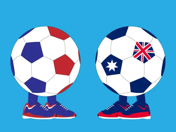Vector illustration of France vs Australia