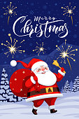 istock Santa Claus With Fireworks Background 1440856702