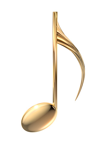 Gold musical note on while