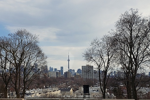 View of the CN Tower from Casa Loma, which is one of Toronto's popular attractions