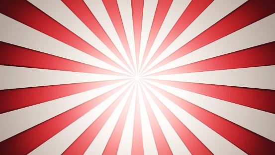Retro background with rays or stripes in the center. Sunburst or sun burst retro background. Star burst abstract backdrop. White, red color. White glow