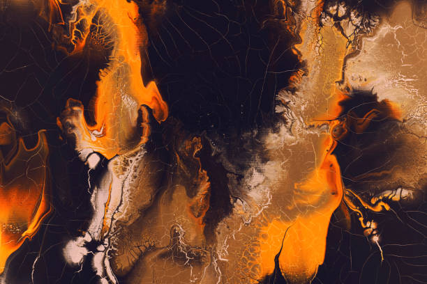 istock Orange, brown and black colors abstract hand painted fluid art texture 1440864711
