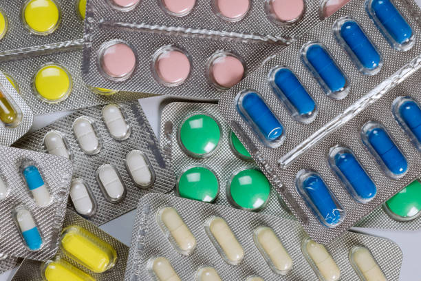 istock Blister packed with many different types of medicine pills in one package 1440866530