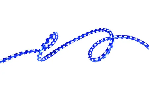 blue rope with knot isolated on white background.Useful to hold objects firmly, safely, and strong.The rope is a symbol of faith, determination, friendship and love given to the recipient.