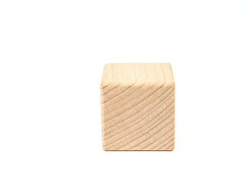 Wood Block Cube on White Background