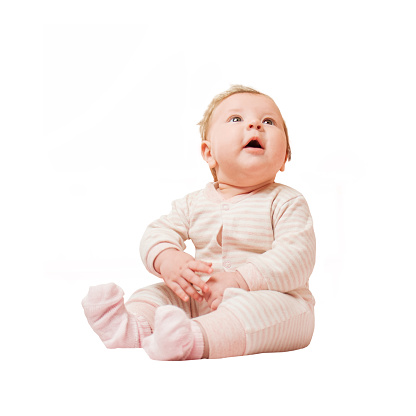 baby sitting isolated on white background,Infant child baby