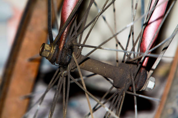 close-up of 자전거 휠 - crank bicycle gear engine gearshift 뉴스 사진 이미지