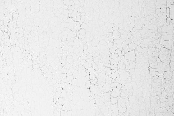 white wooden background, old wood board painted with white paint. cracks textures on a paint, vintage backdrop - cracked imagens e fotografias de stock