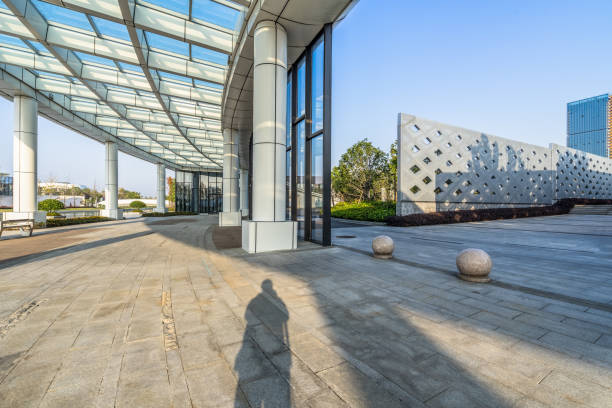 istock empty brick floor front of modern buildings 1440878492