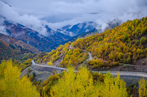 Autumn view Upper Svanetia in Mestia, Georgia