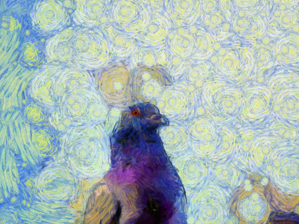 istock Pigeon's head Illustrations creates an impressionist style of painting. 1440891597