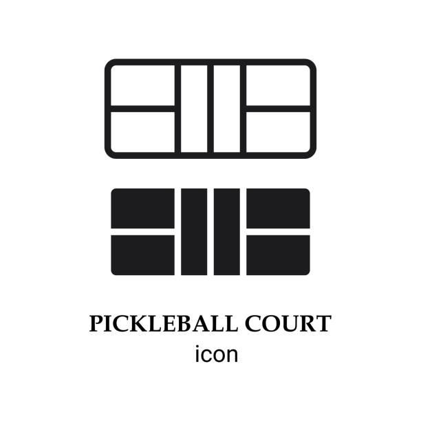 икона площадки для пиклбола. изолированная векторная иллюстрация на белом фоне. - pickleball stock illustrations
