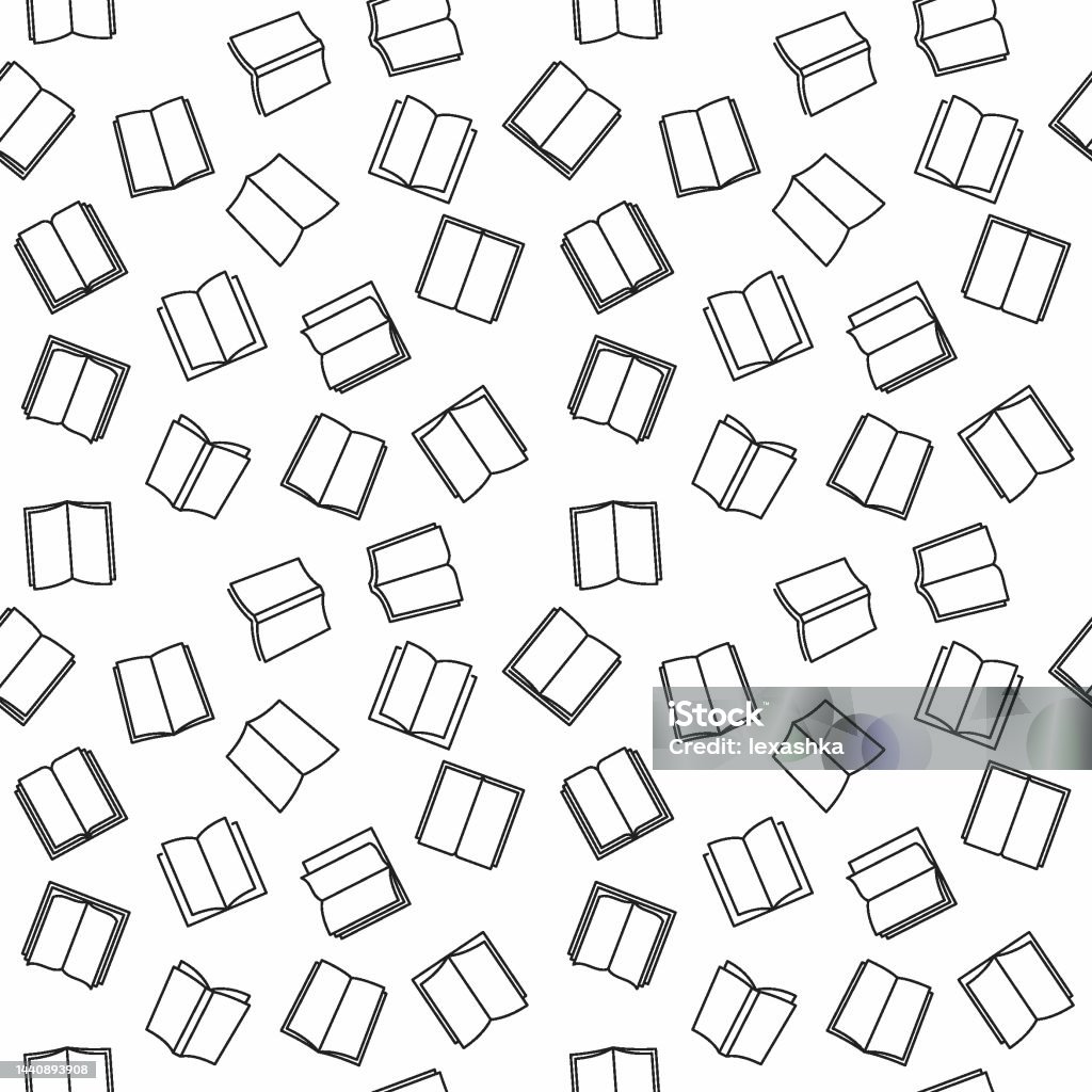 One Open Book Pattern Open Book Seamless Outline Vector Pattern Stock Illustration - Download ...