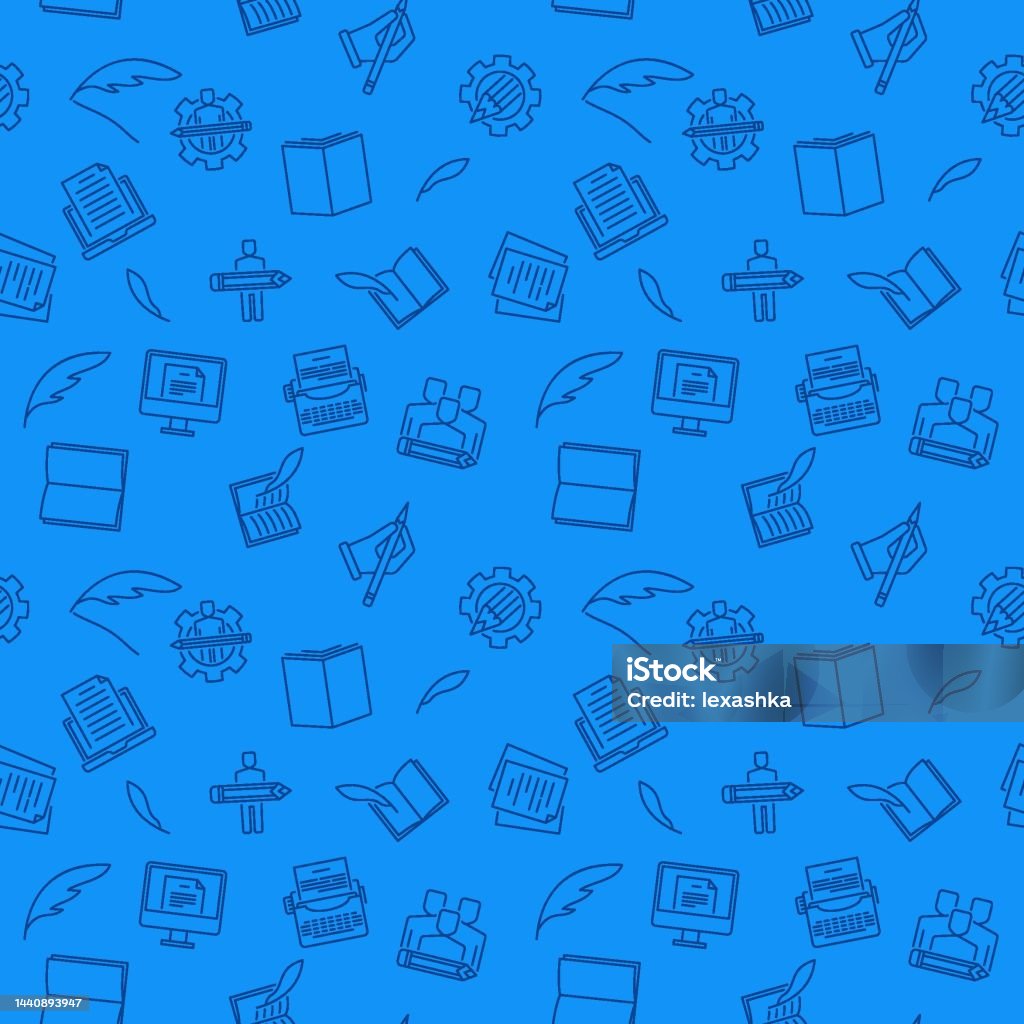 Writer Vector Blue Seamless Pattern Or Background Stock Illustration ...