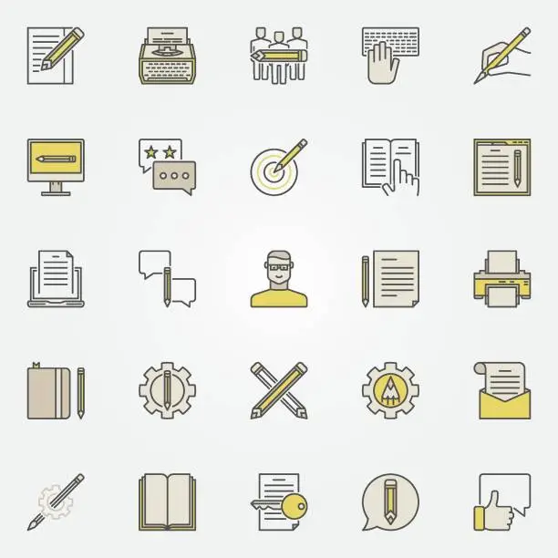 Vector illustration of Content writing icons